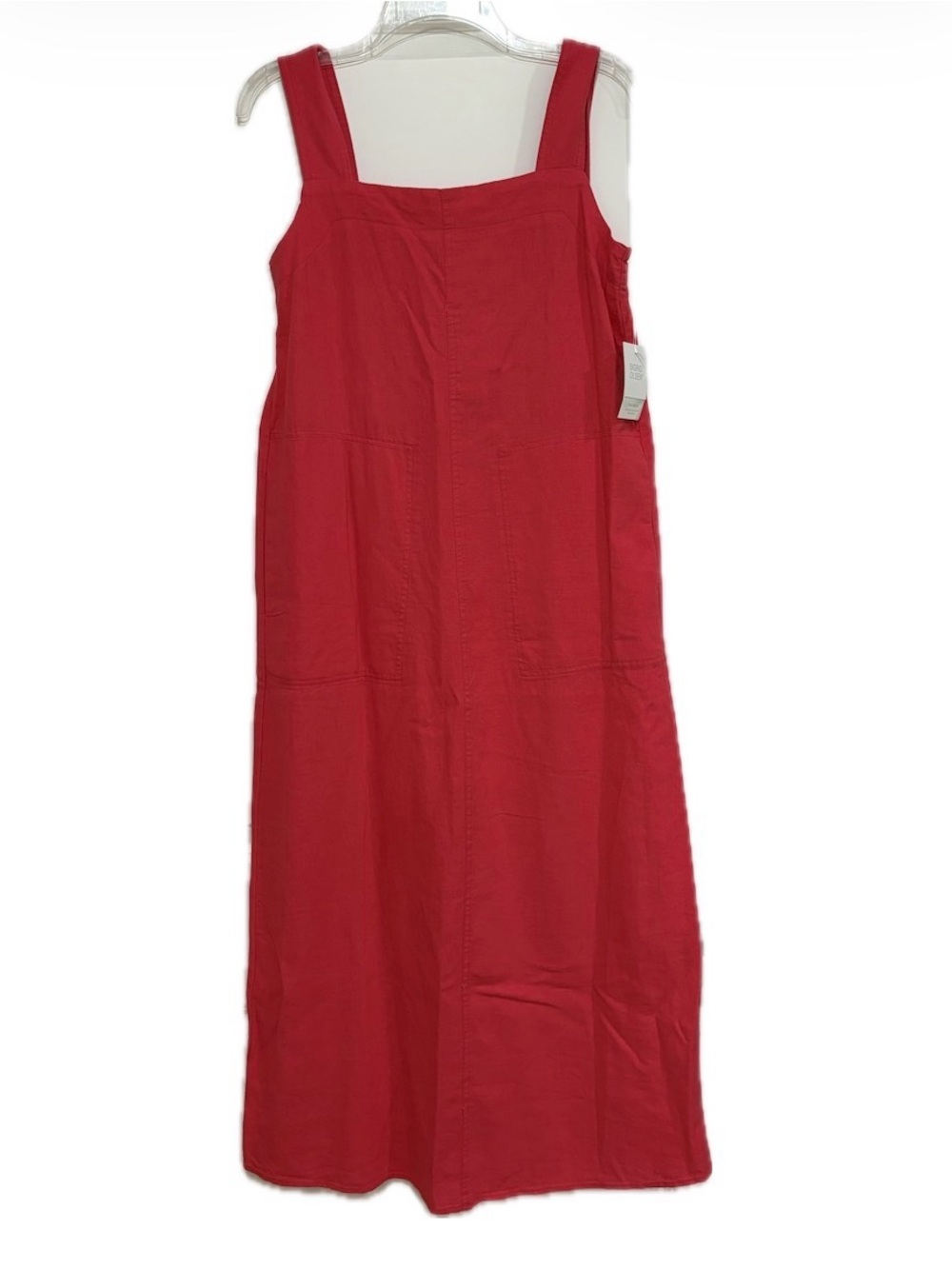 Sigrid Olsen Linen Blend Sleeveless Maxi Dress | Small | Coral Red | Pockets - Picture 4 of 9